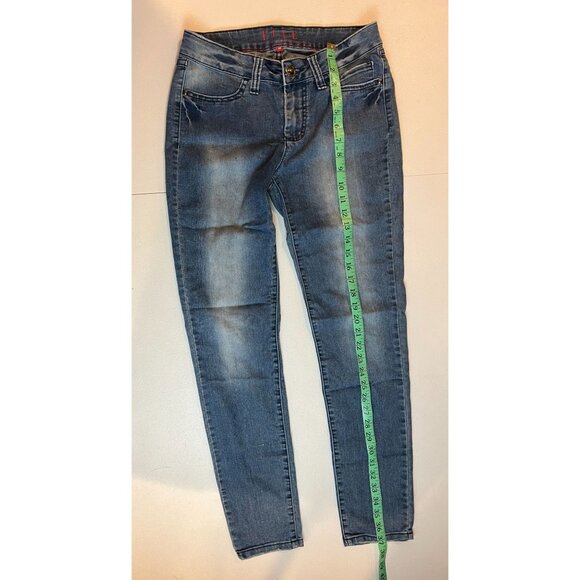 Elle Skinny Jeans Mid Rise Denim Stretch Cotton Blend Pockets Light Blue Size 8R - Picture 9 of 10